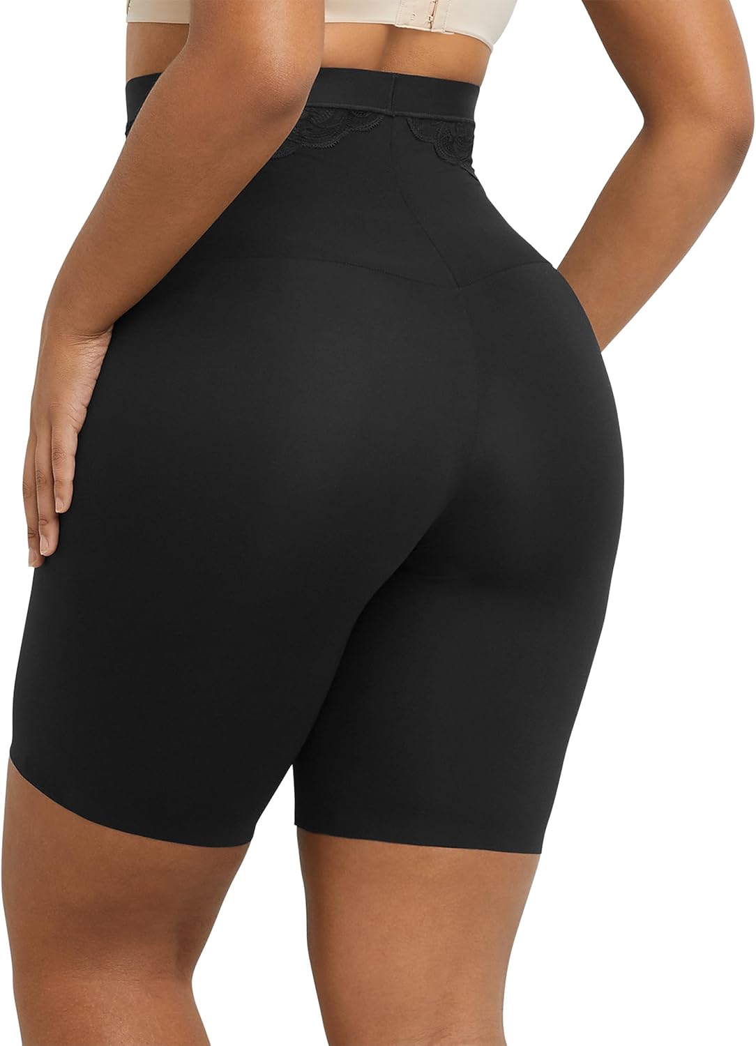 Women's Shapewear High-Waist Thigh Slimmer, Tummy Control Thigh Slimmer, Lace-Trimmed Shapewear Shorts