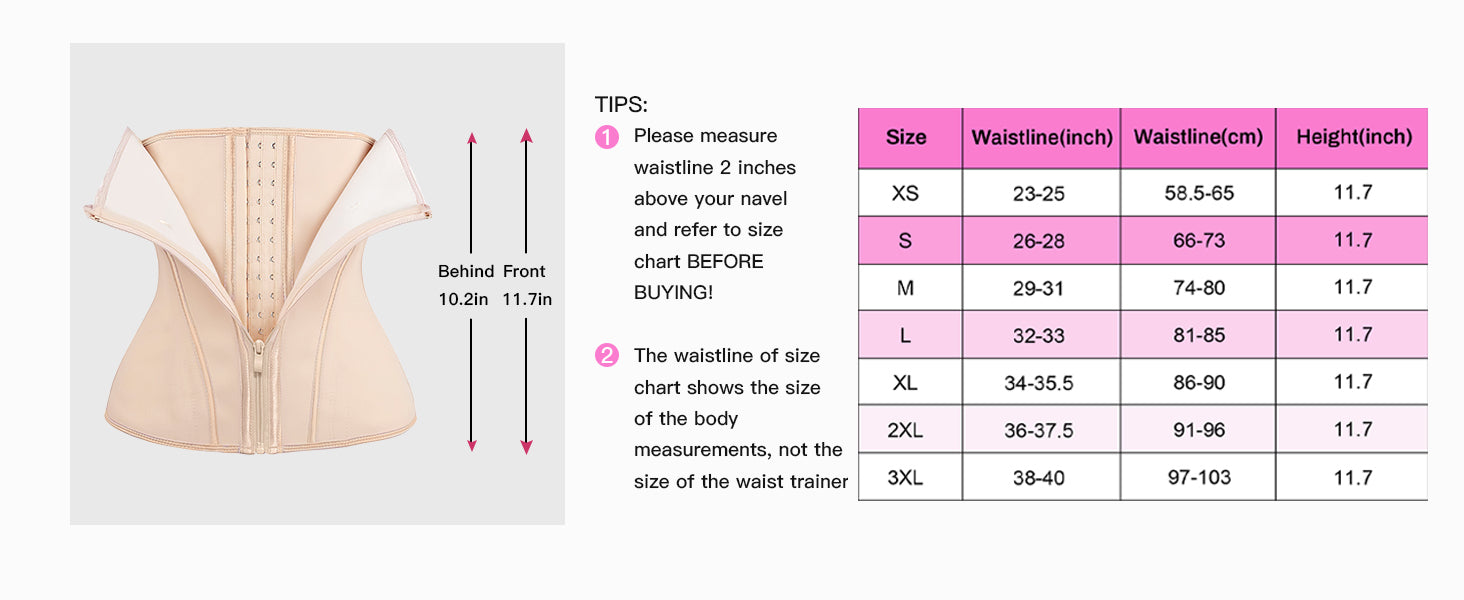 Waist Trainer for Women Latex Underbust Tummy Control Waist Cincher Corset Hourglass Body Shaper Zipper and Hooks