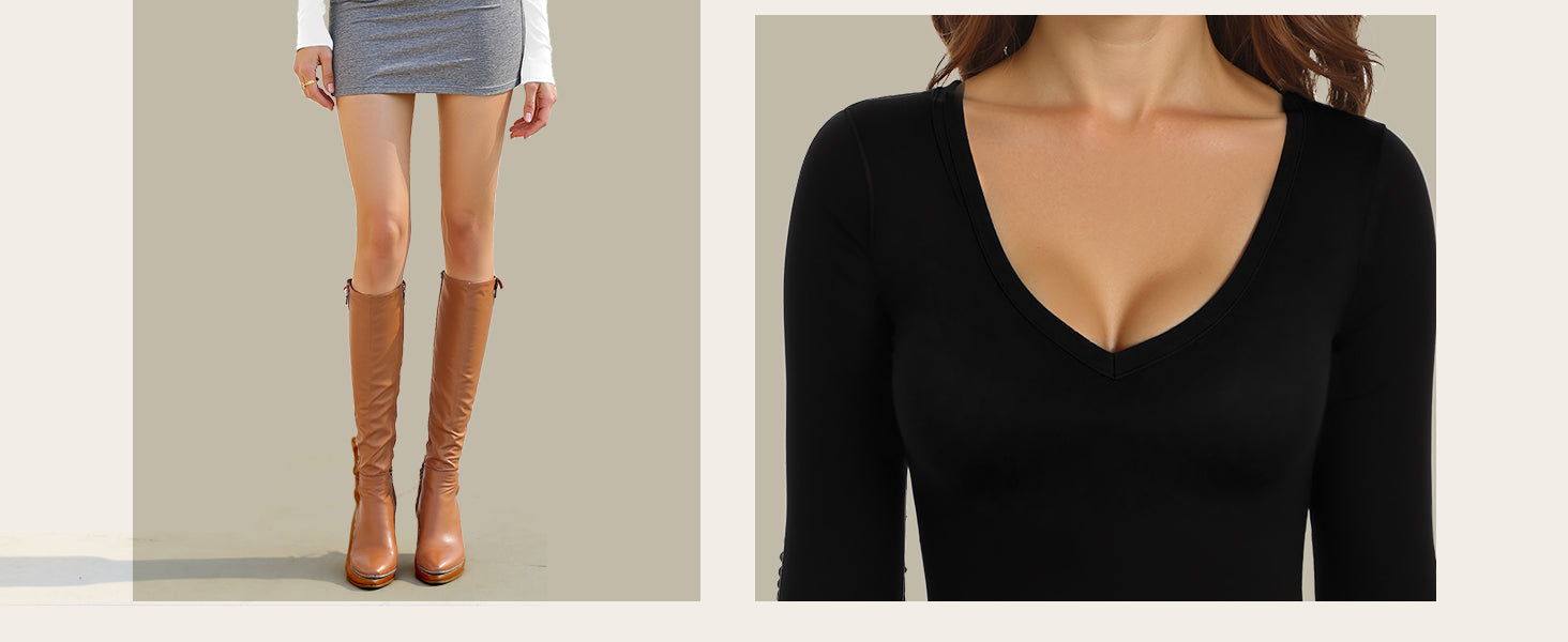 Women's Long Sleeve Deep V Neck Bodysuits Tops Going Out Body Suits for Women Fashion Jumpsuits Costume Outfits