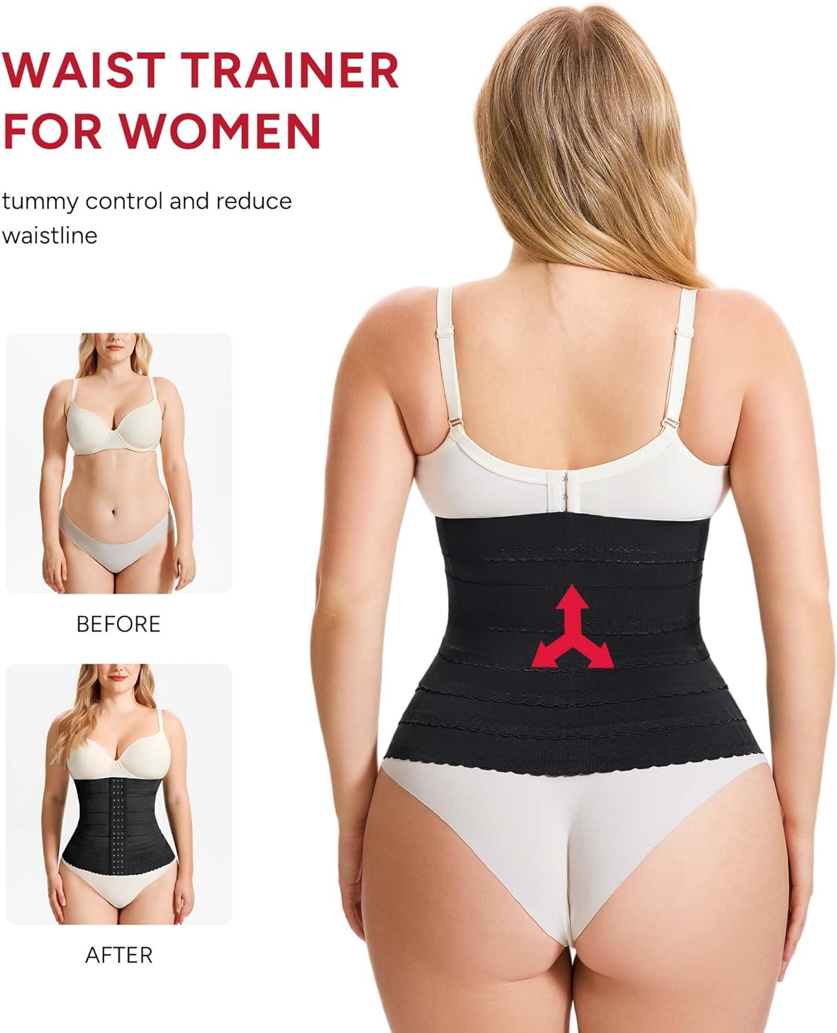 Waist Trainer for Women Corset Shapewear Tummy Control Segmented Waist Cincher Workout Girdle