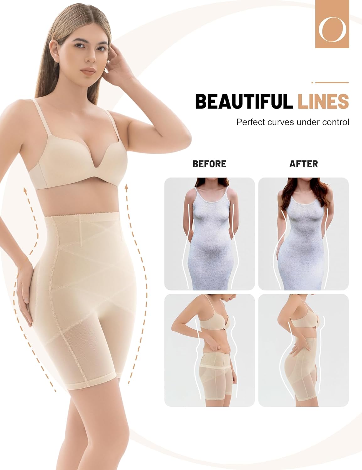 Shapewear for Women Tummy Control, Butt Lifting High Waisted Body Shaper Shorts Under Dresses Thigh Slimmer