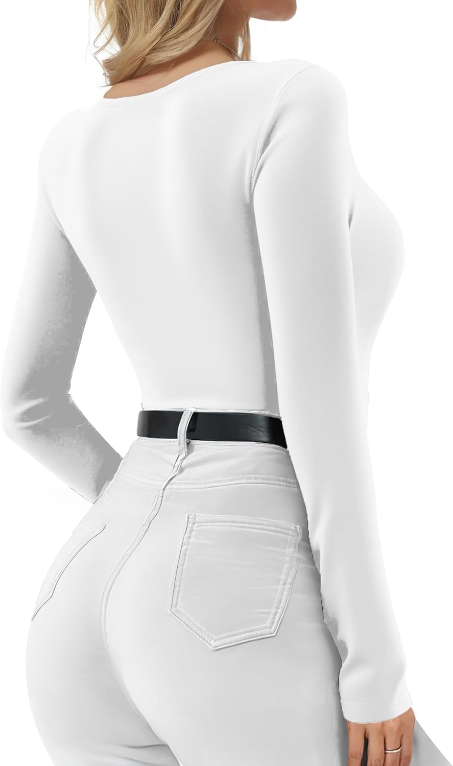 Women's Long Sleeve Deep V Neck Bodysuits Tops Going Out Body Suits for Women Fashion Jumpsuits Costume Outfits