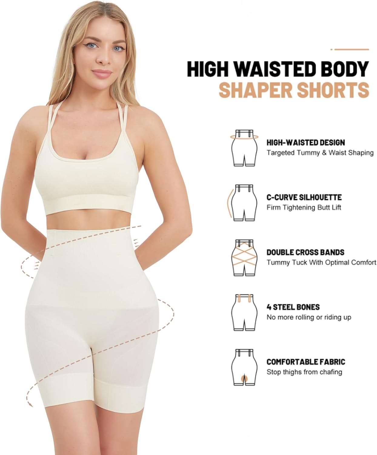 Tummy Control Shapewear for Women High Waisted Butt Lifting Thigh Slimmer Body Shaper Shorts Under Dress spanx