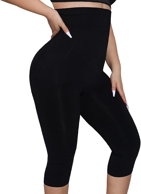Shapewear Leggings for Women Tummy Control High Waisted Capri Body Shaper Butt Lift Thigh Slimmer