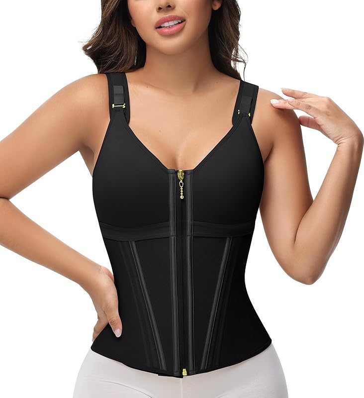 Waist Trainer Corset for Women Tummy Control Sport Workout Body Shaper Vest for Women Postpartum Gym Zipper and Hooks