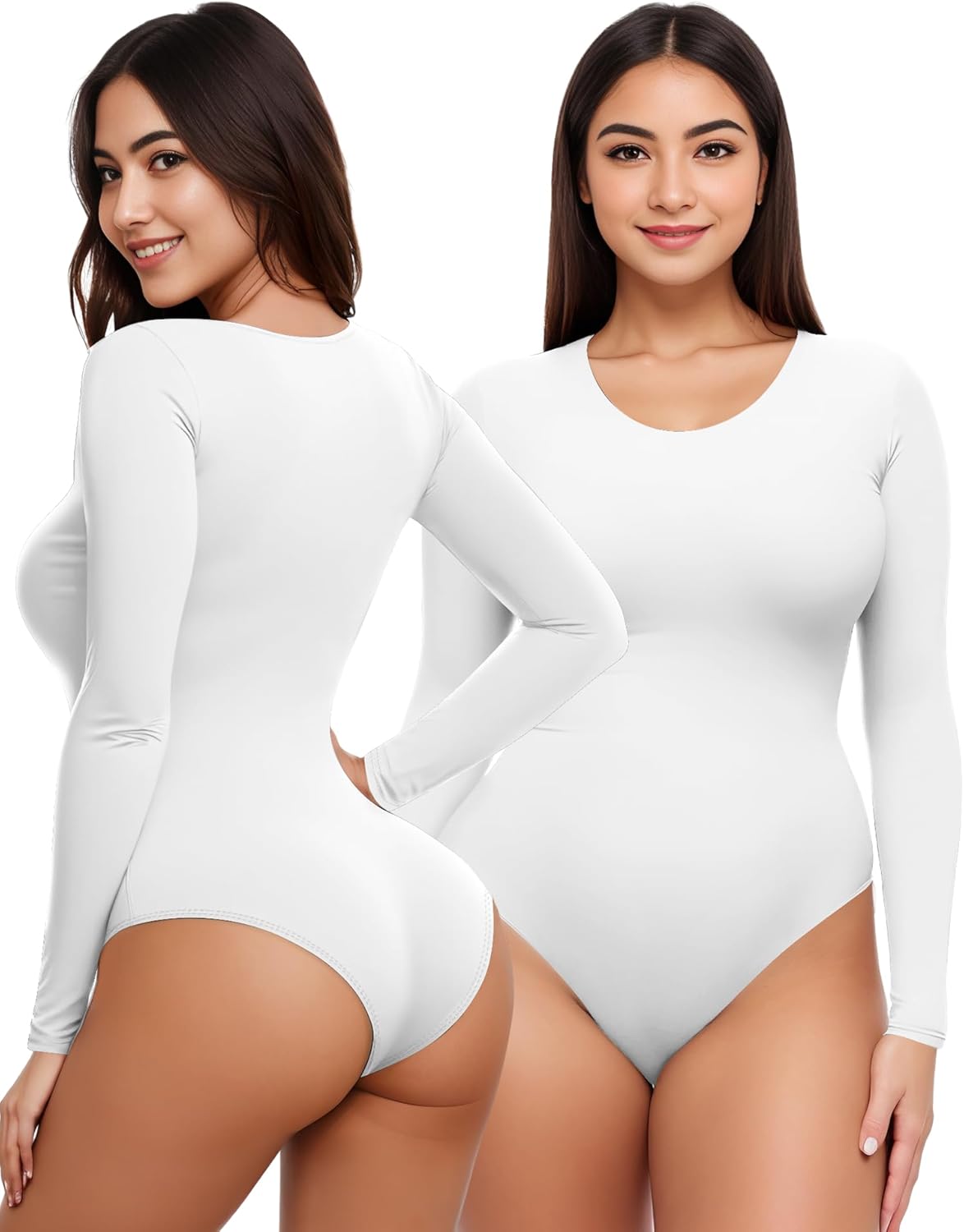Long Sleeve Bodysuit for Women Crew Round Neck Basic Women Clothing Body Suit Tops Leotards for Womens Jumpsuit