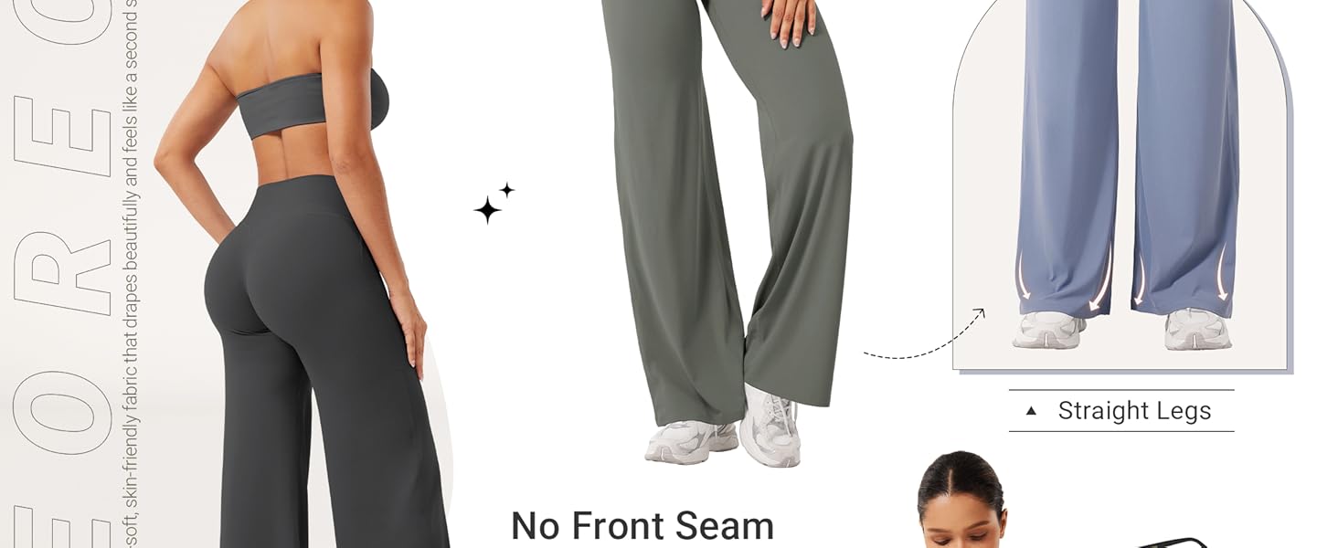 Workout Leggings Womens No Front Seam Straight Leggings 29" / 31.5" / 33" High Waist Buttery Eddiy Gym Yoga Pants