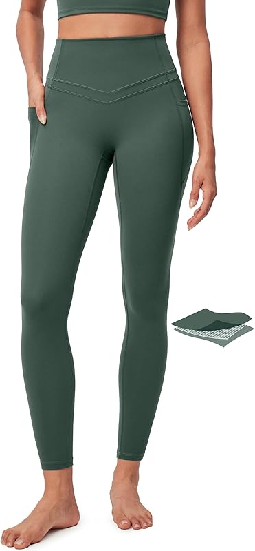 IUGA Compression Leggings with Pockets for Women Tummy Control Leggings No Front Seam Workout High Waist Yoga Pants