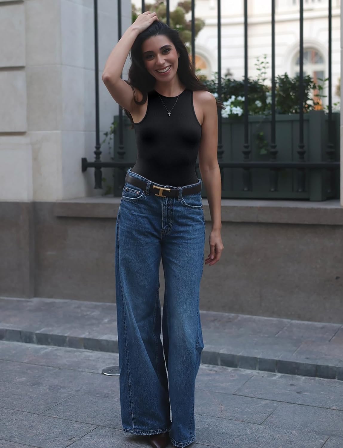 Women's Tummy Control Shapewear Bodysuit High Neck Seamless Body Shaper Sleeveless Racerback Thong Body Suit Tank