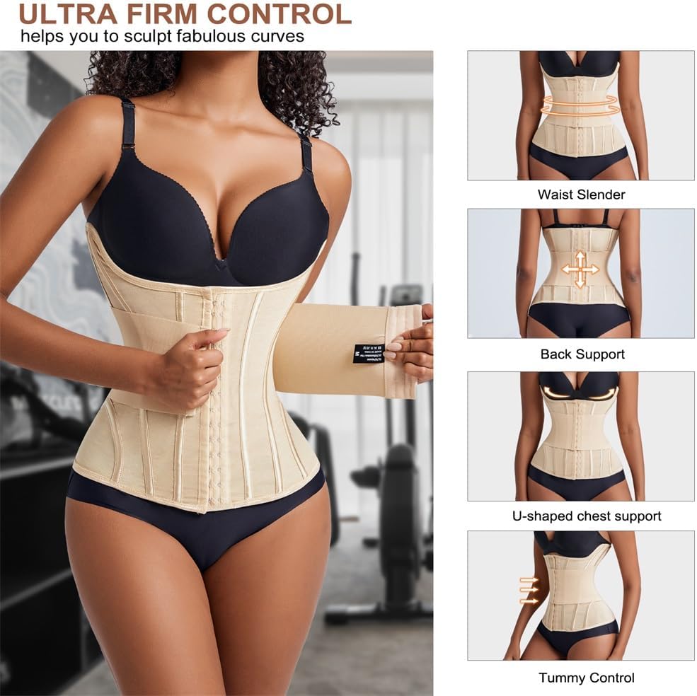Waist Cincher Shaperwear for Womem Full Body Women Double Belt Wrap Corset Trainer Tummy Control Shaper