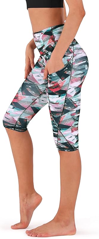 Women's High Waisted Yoga Capris with Pockets, Tummy Control Non See Through Workout Athletic Running Capri Leggings