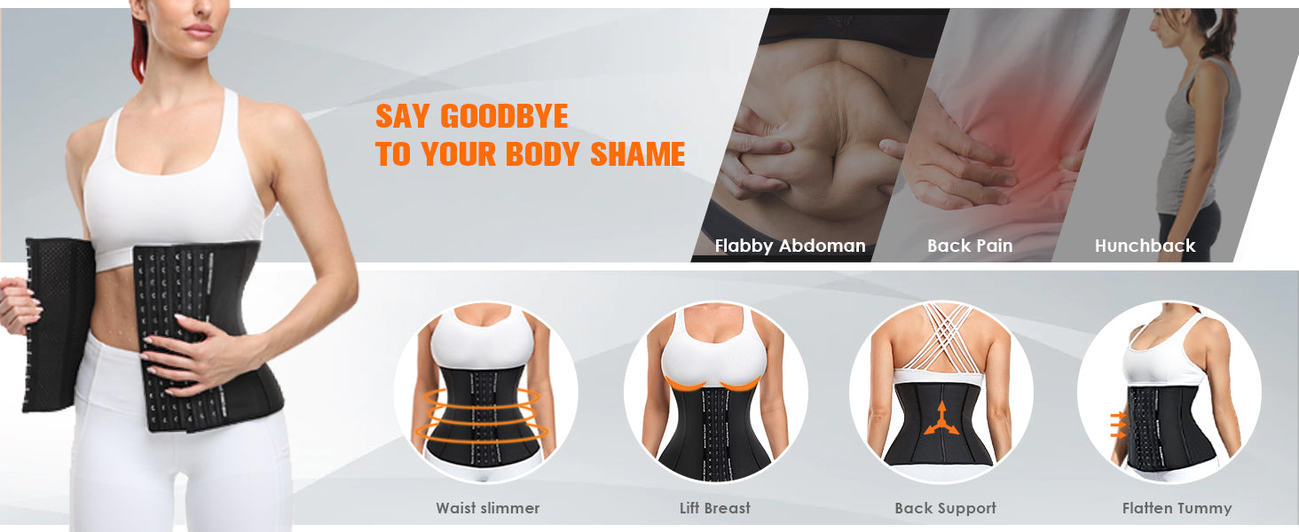 Corset Waist Trainer for Women, Latex Waist Cincher Workout Body Shaper Breathable Girdle Sport Belt