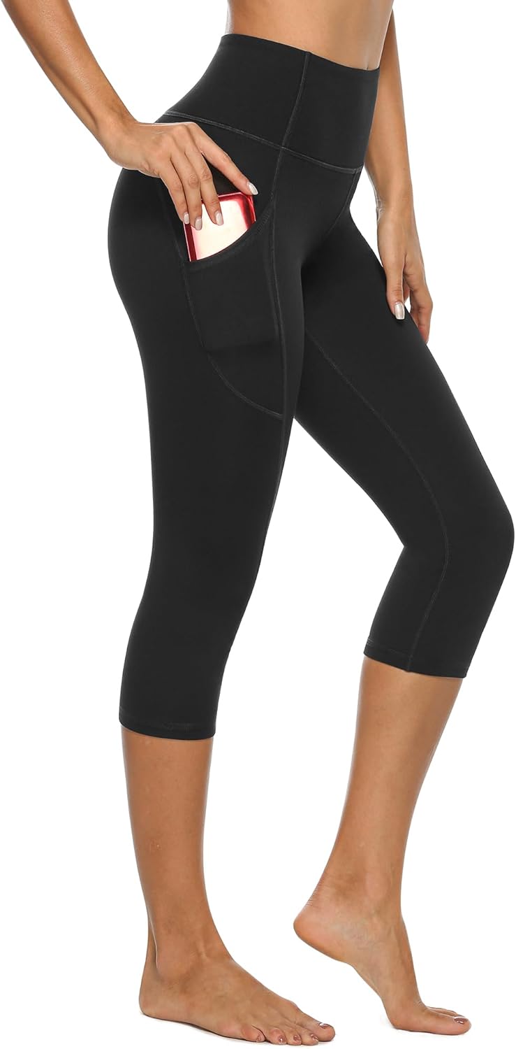 Stelle Women's Capri Yoga Pants with Pockets Essential High Waisted Legging for Workout Cycling Leggings