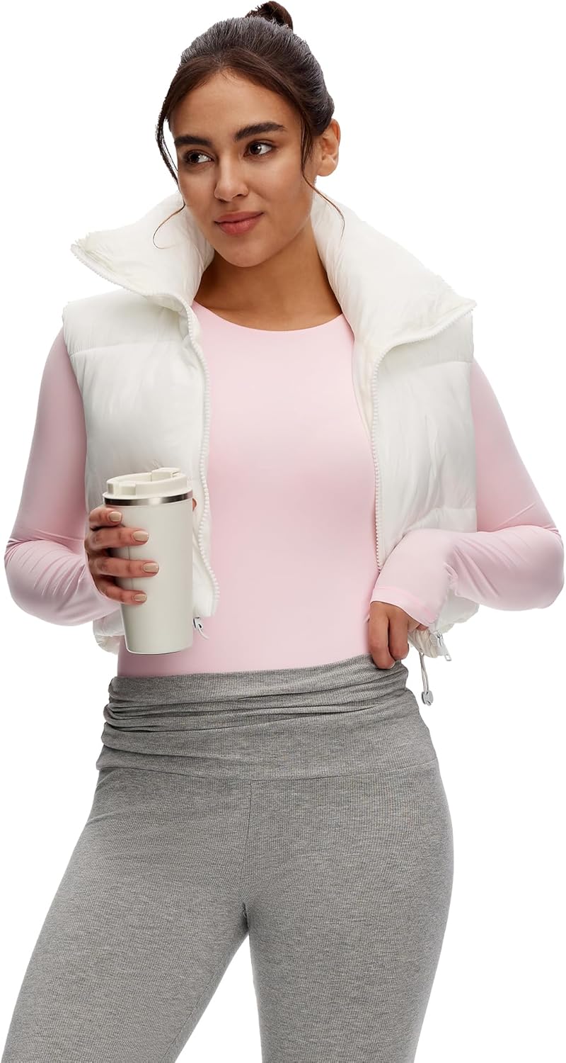 Long Sleeve Bodysuit for Women - Slim Fit Crew Neck Thong Body Suit, Stretch Double Lined Snap Tops, Casual Going Out