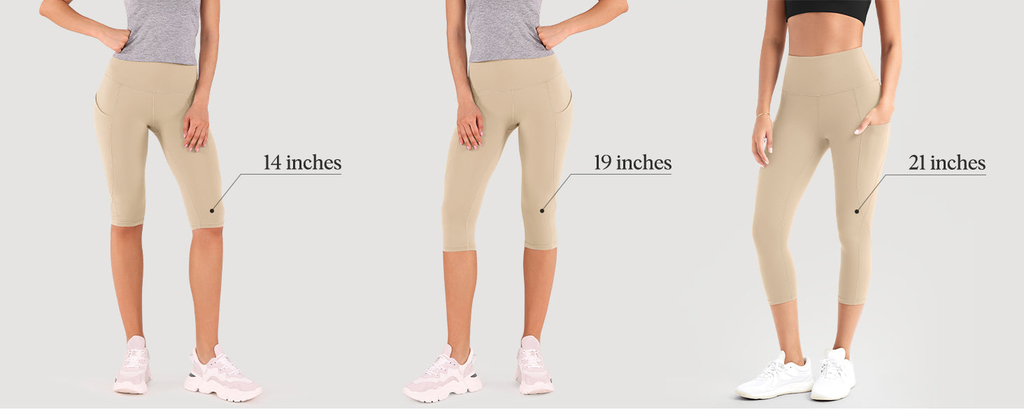 Women's High Waisted Yoga Capris with Pockets, Tummy Control Non See Through Workout Athletic Running Capri Leggings