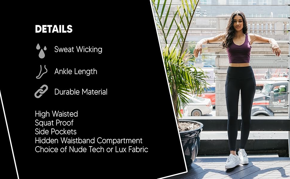 Yogalicious High Waist Ultra Soft 7/8 Ankle Length Leggings with Pockets for Women