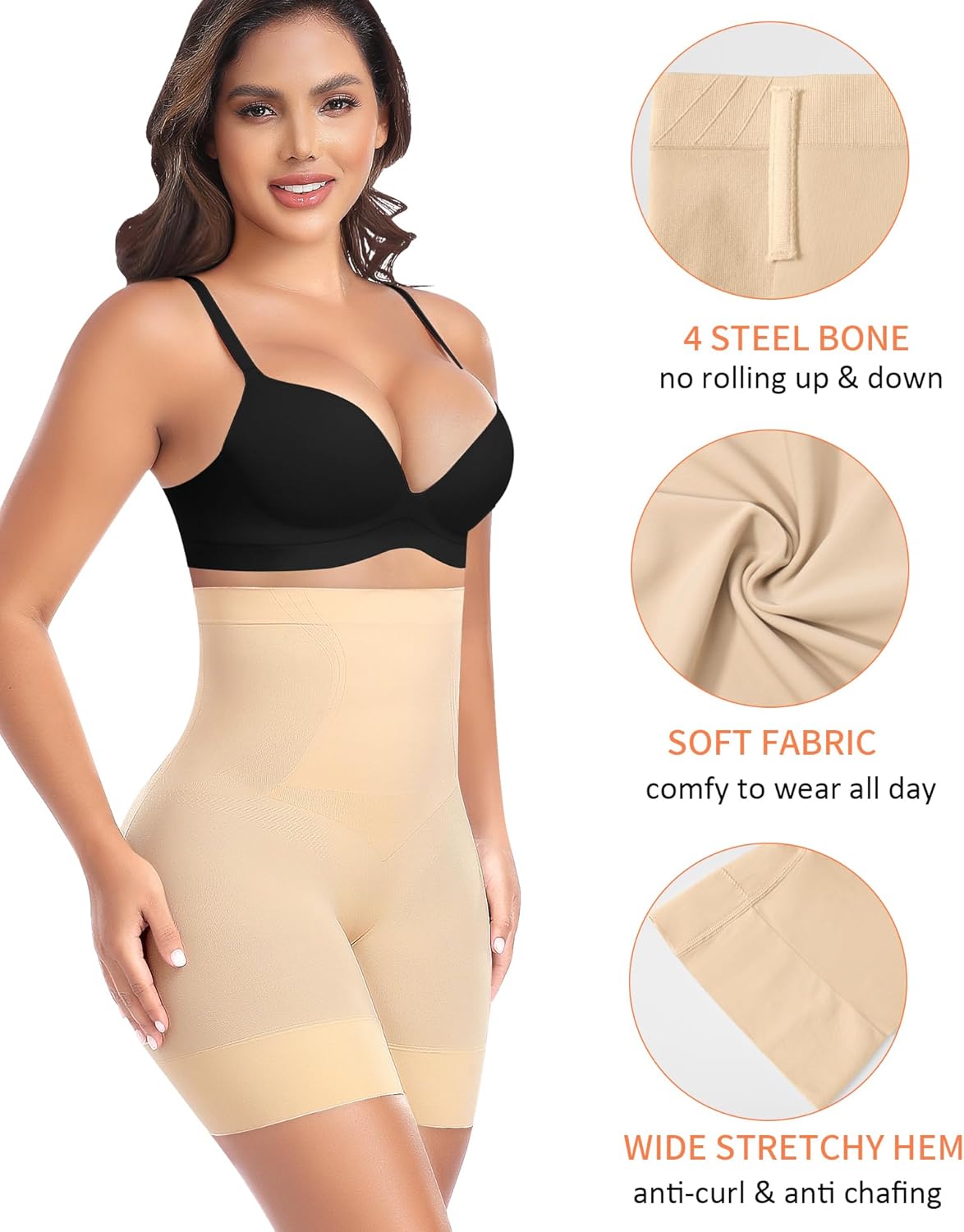 Womens Shapewear Shorts Tummy Control Body Shaper Thigh Slimmer Slip Shorts for Under Dress Shapewear Underwear