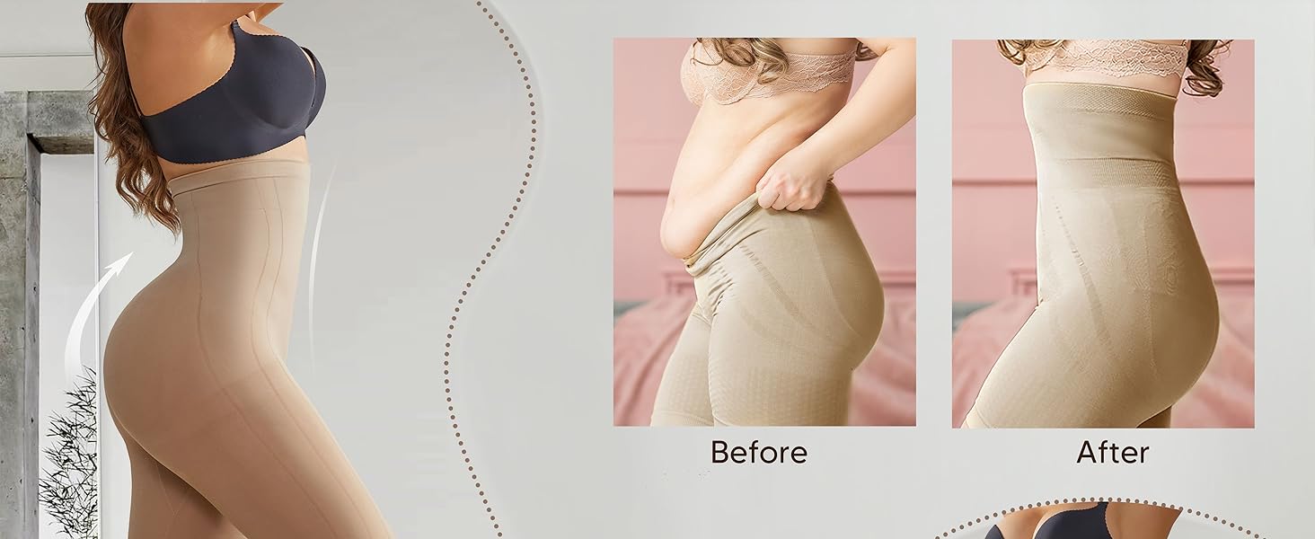 Compression Capri Leggings for Women Tummy Control Shapewear Pants High Waisted Trainer Leggings Thigh Slimmer