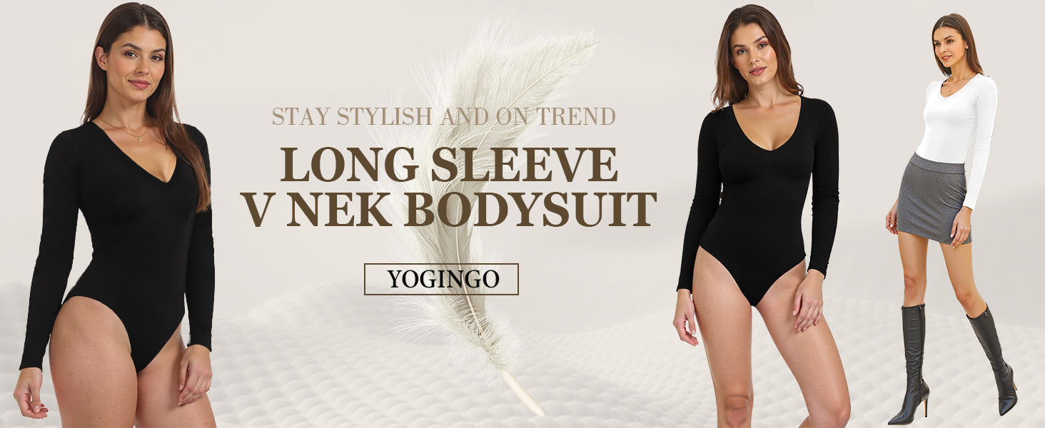 Women's Long Sleeve Deep V Neck Bodysuits Tops Going Out Body Suits for Women Fashion Jumpsuits Costume Outfits