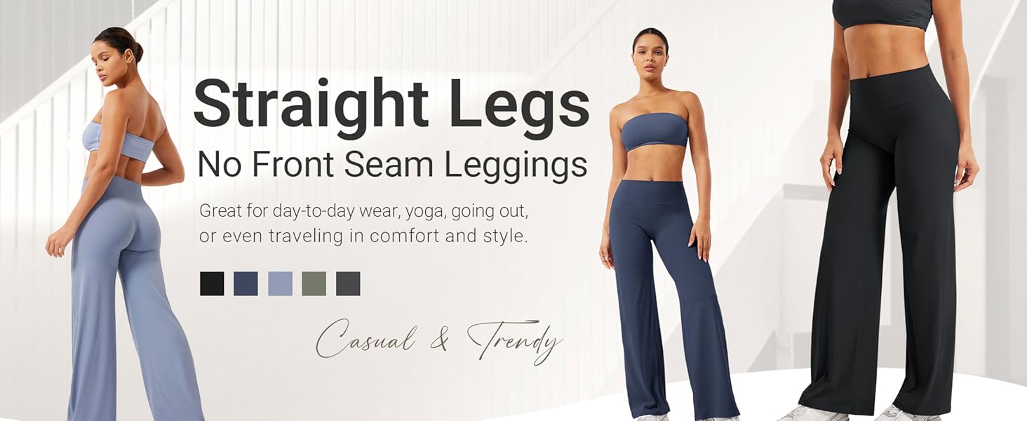 Workout Leggings Womens No Front Seam Straight Leggings 29" / 31.5" / 33" High Waist Buttery Eddiy Gym Yoga Pants