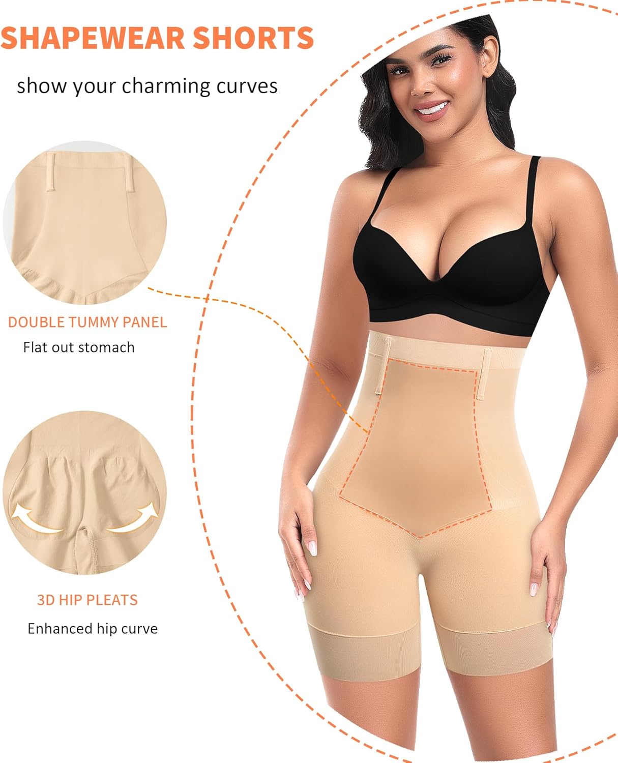 Womens Shapewear Shorts Tummy Control Body Shaper Thigh Slimmer Slip Shorts for Under Dress Shapewear Underwear