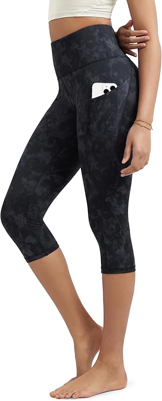 Women's High Waisted Yoga Capris with Pockets, Tummy Control Non See Through Workout Athletic Running Capri Leggings
