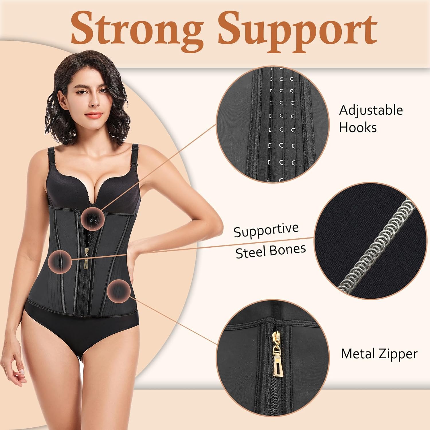 Waist Trainer for Women Latex Corset Shapewear Faja Body Shaper Hourglass Bodysuit, Tummy Control Sport Workout