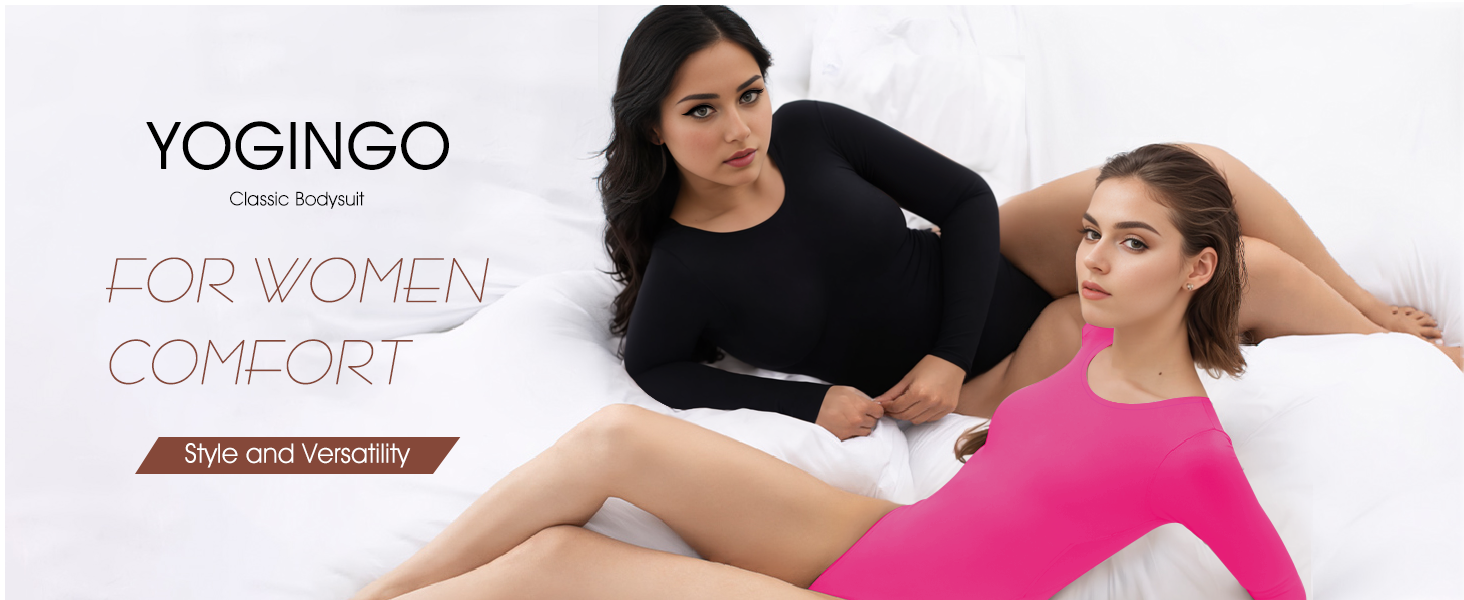 Long Sleeve Bodysuit for Women Crew Round Neck Basic Women Clothing Body Suit Tops Leotards for Womens Jumpsuit