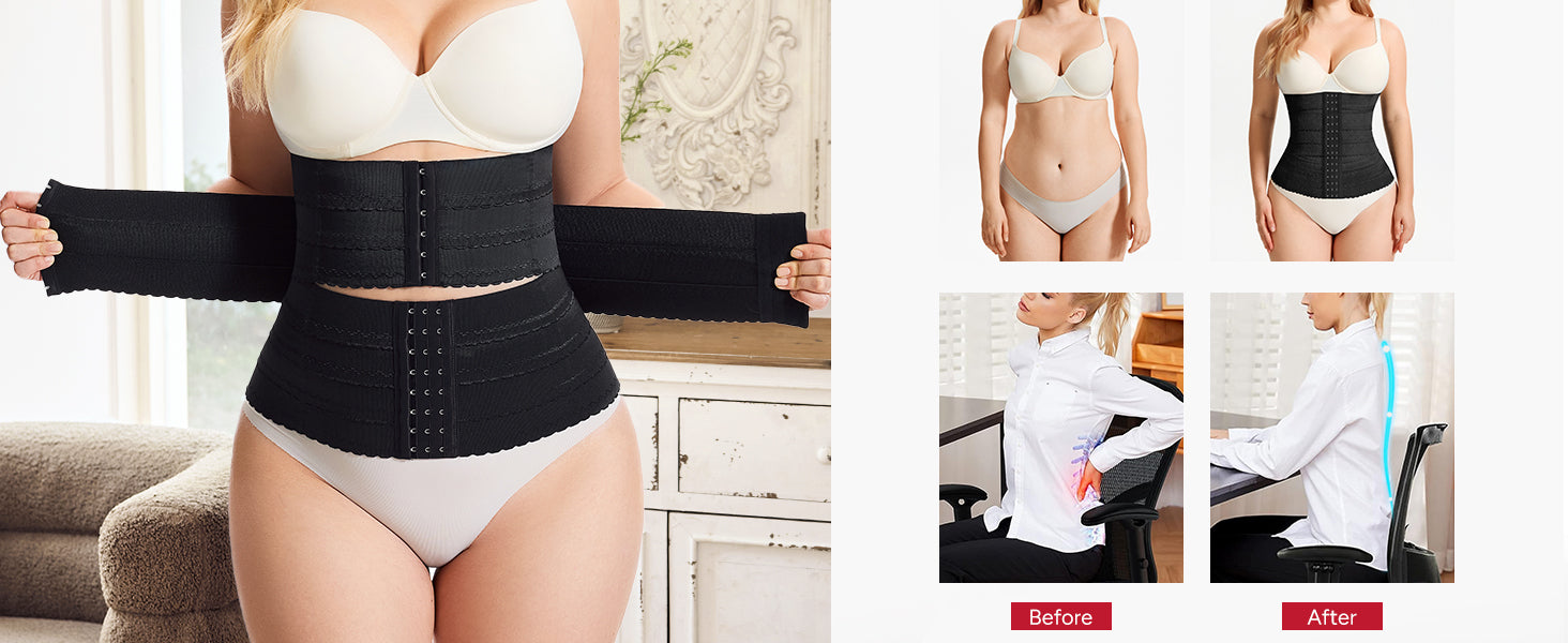 Waist Trainer for Women Corset Shapewear Tummy Control Segmented Waist Cincher Workout Girdle