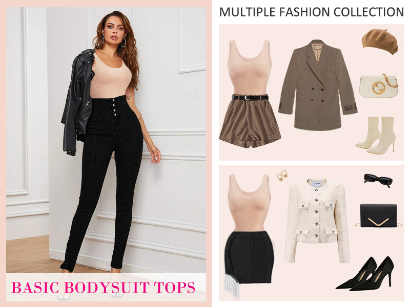 Womens' Waist Trainer Seamless Round Neck Tummy Control Shapewear Bodysuit