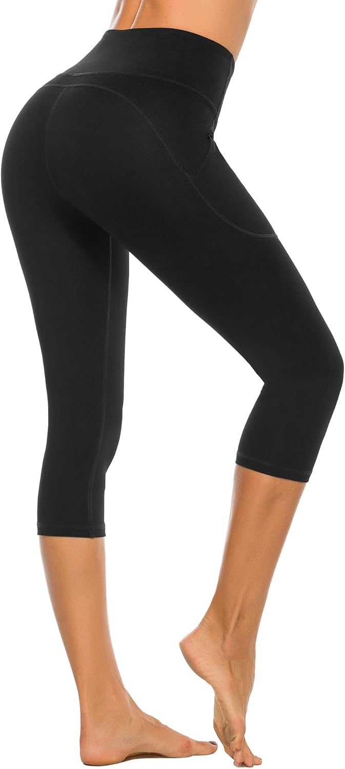 Stelle Women's Capri Yoga Pants with Pockets Essential High Waisted Legging for Workout Cycling Leggings