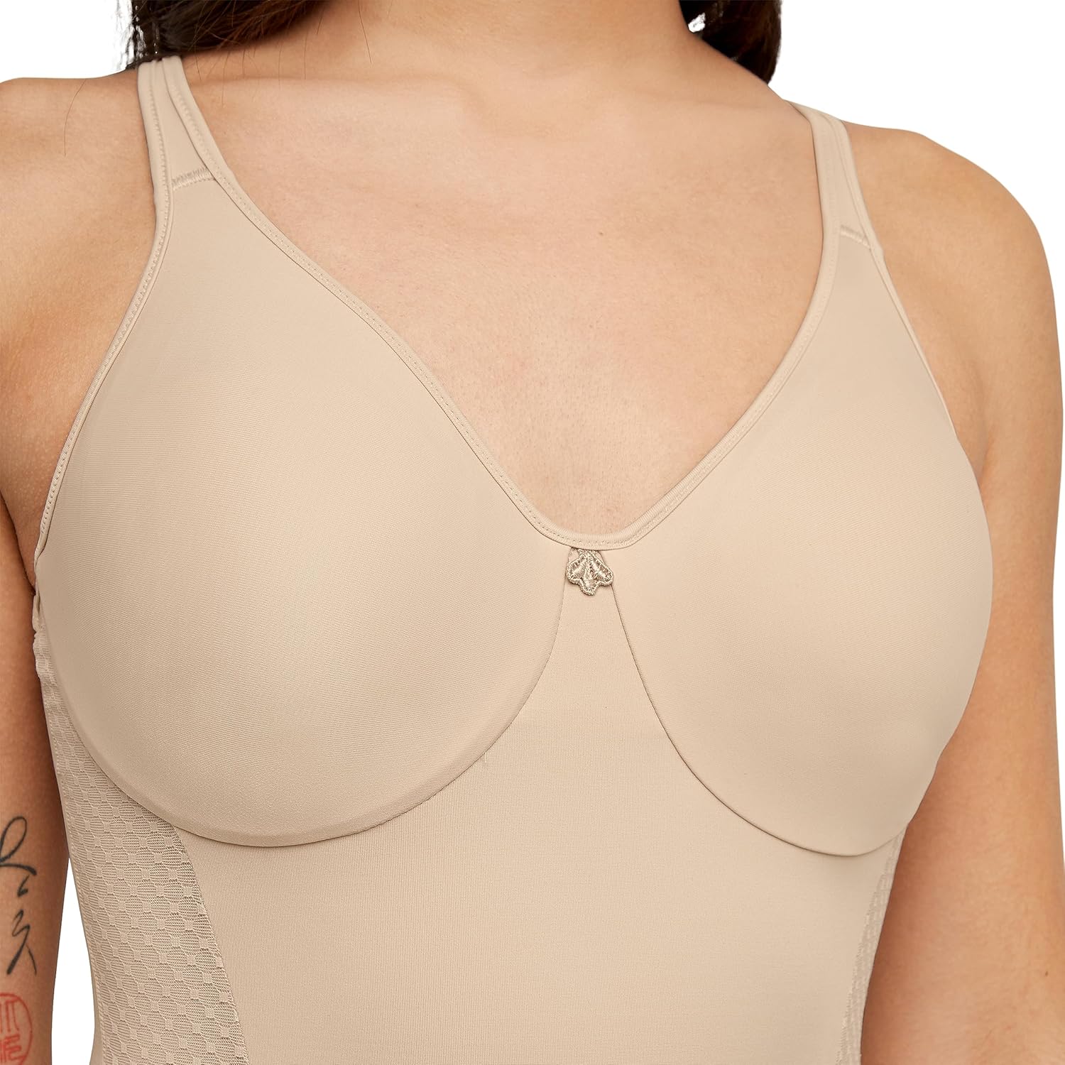 Bali Women's Firm-Control Shapewear, All-In-One Body Shaper with Built-In Underwire Minimizer Bra