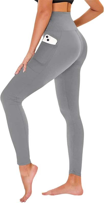High Waisted Leggings for Women - No See Through Tummy Control Cycling Workout Yoga Pants with Pockets Reg & Plus