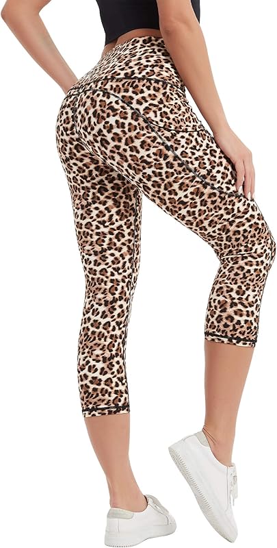 Stelle Women's Capri Yoga Pants with Pockets Essential High Waisted Legging for Workout Cycling Leggings