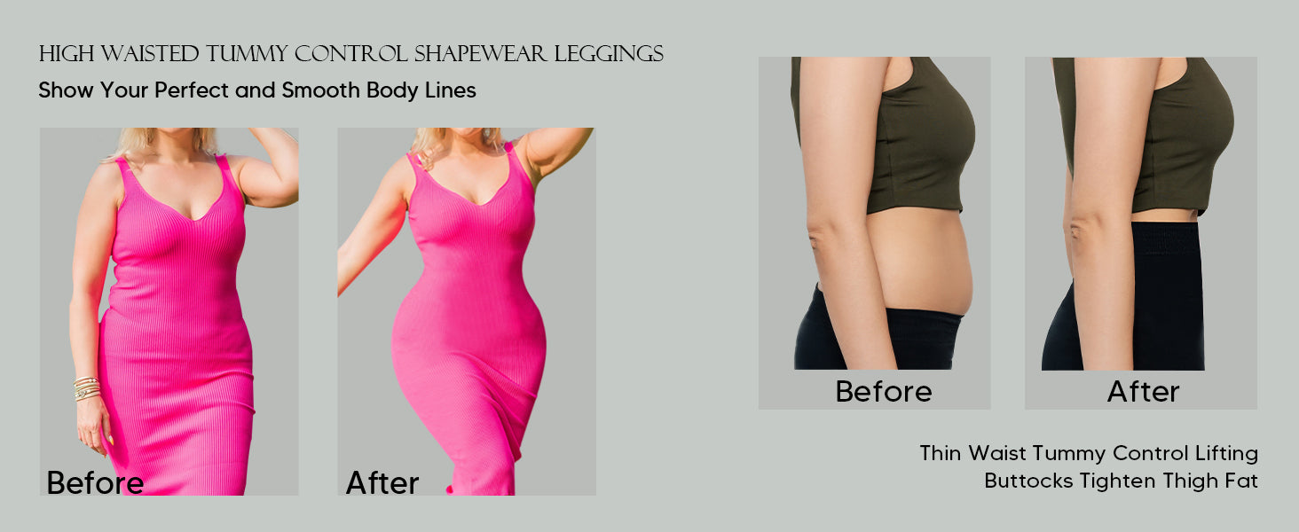 Shapewear Leggings for Women Tummy Control High Waisted Capri Body Shaper Butt Lift Thigh Slimmer