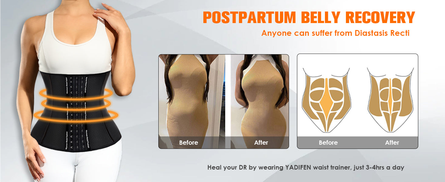 Corset Waist Trainer for Women, Latex Waist Cincher Workout Body Shaper Breathable Girdle Sport Belt