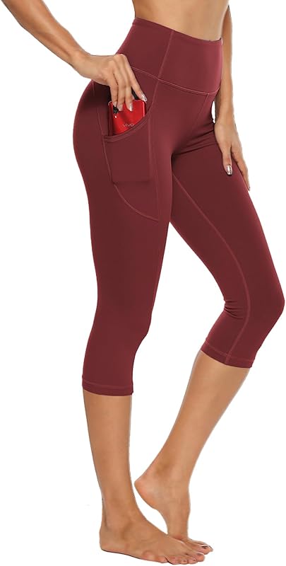 Stelle Women's Capri Yoga Pants with Pockets Essential High Waisted Legging for Workout Cycling Leggings