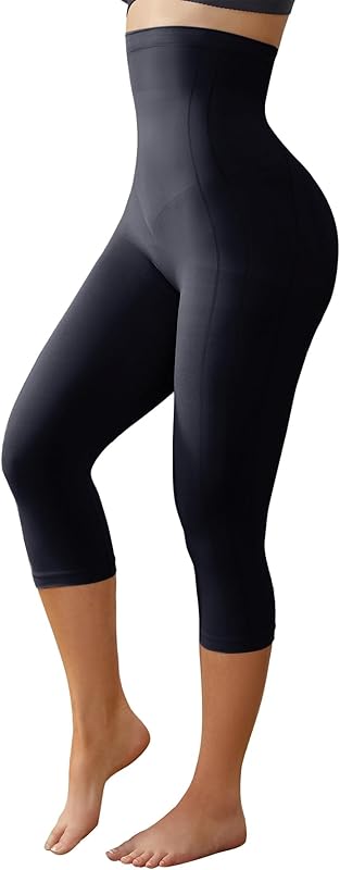 Compression Capri Leggings for Women Tummy Control Shapewear Pants High Waisted Trainer Leggings Thigh Slimmer