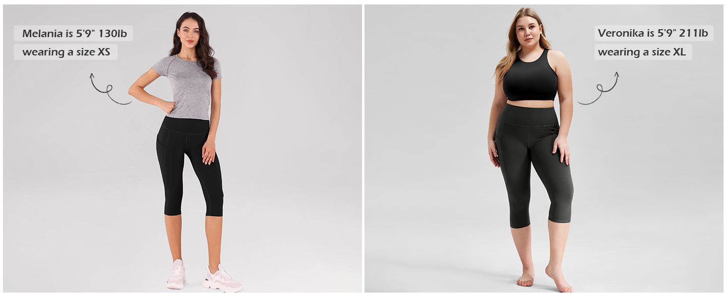 Women's High Waisted Yoga Capris with Pockets, Tummy Control Non See Through Workout Athletic Running Capri Leggings