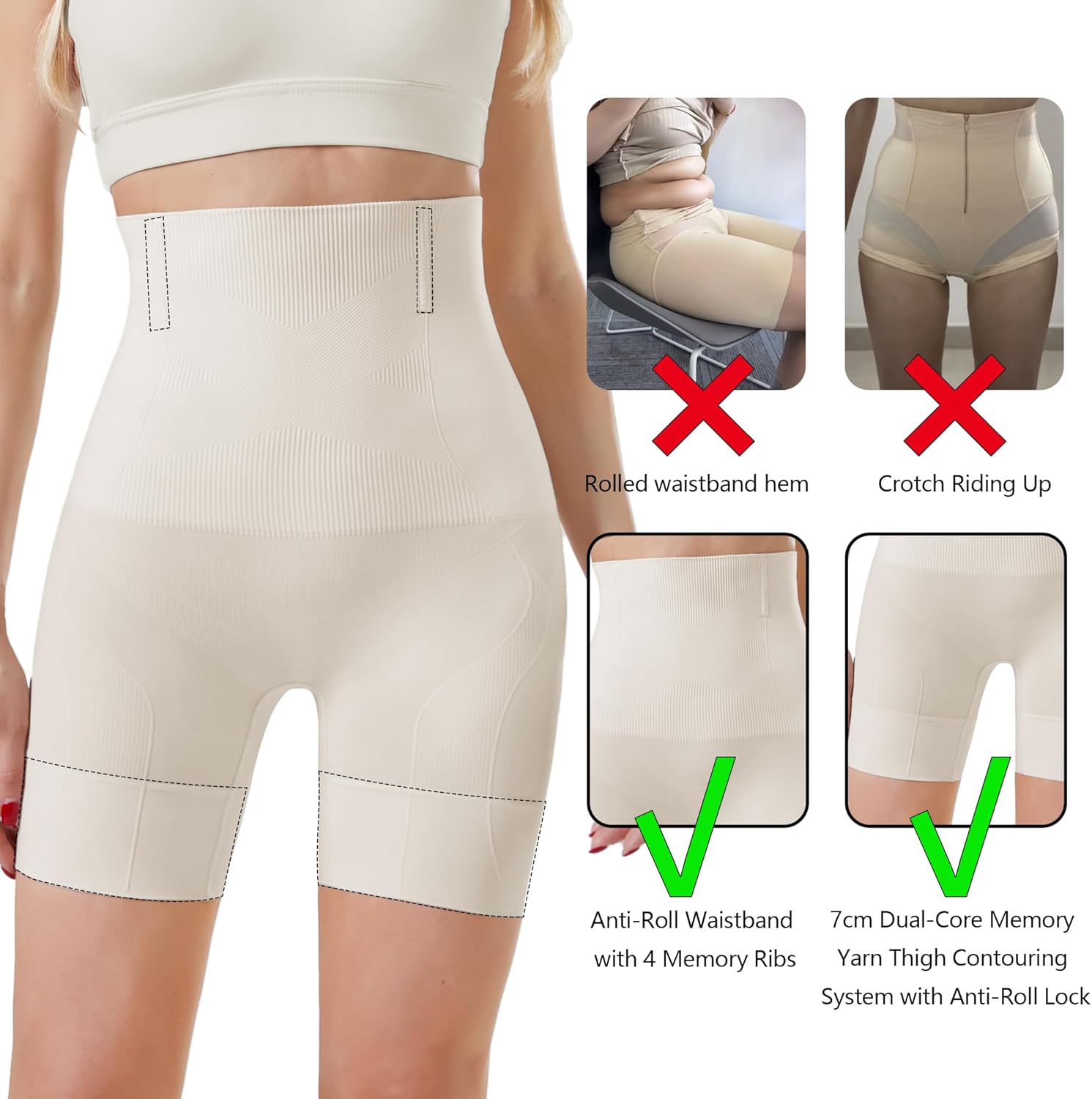 Tummy Control Shapewear for Women High Waisted Butt Lifting Thigh Slimmer Body Shaper Shorts Under Dress spanx