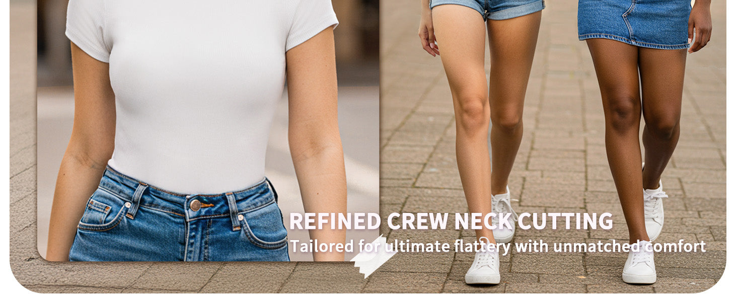 Women's Round Neck Short Sleeve Bodysuit T Shirts Basic Body Suit Tops