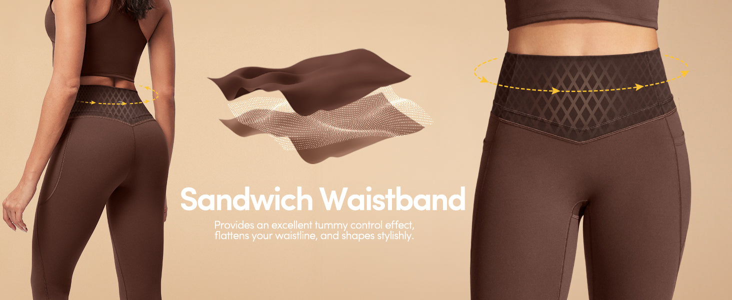 IUGA Compression Leggings with Pockets for Women Tummy Control Leggings No Front Seam Workout High Waist Yoga Pants