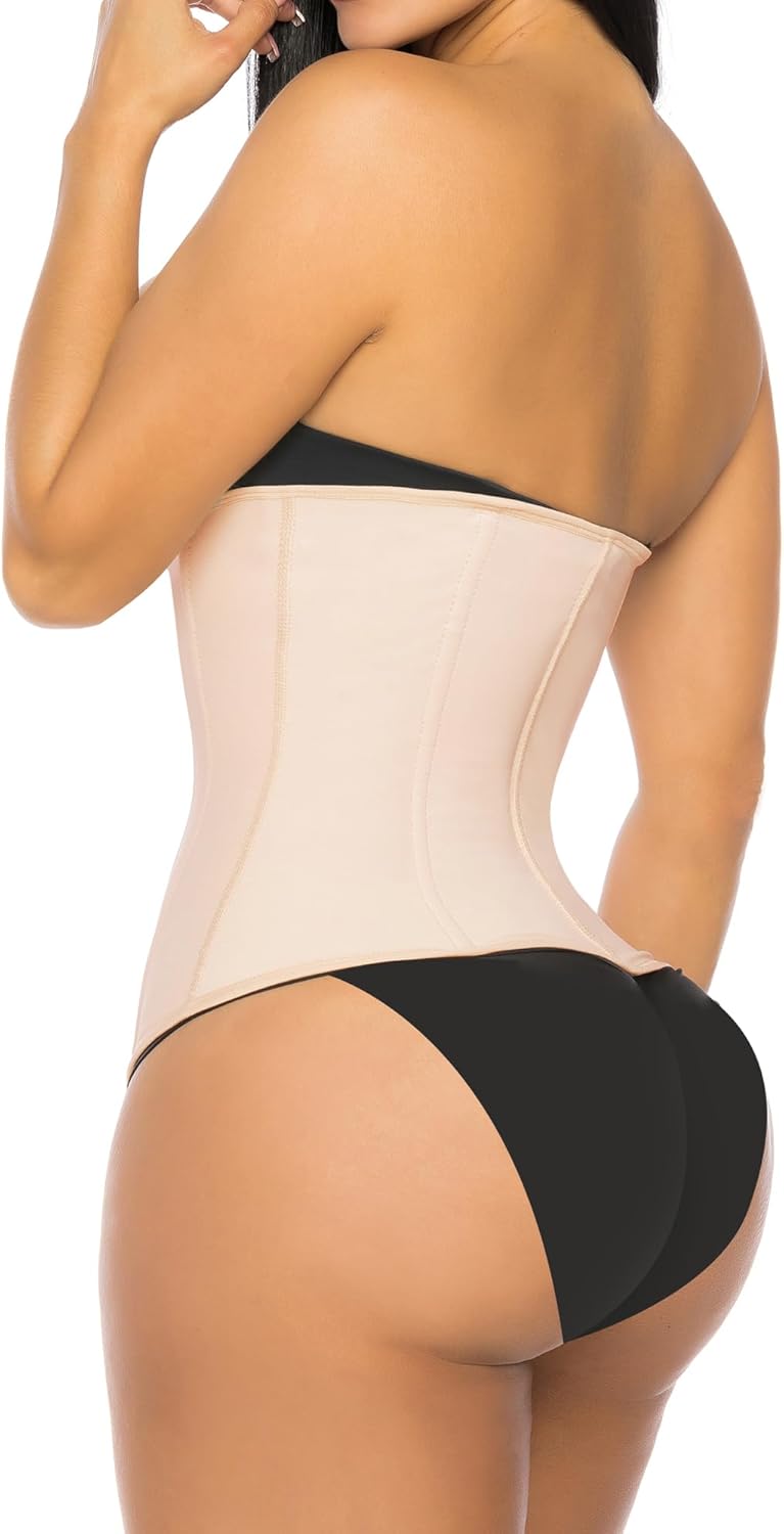Waist Trainer for Women Latex Underbust Tummy Control Waist Cincher Corset Hourglass Body Shaper Zipper and Hooks