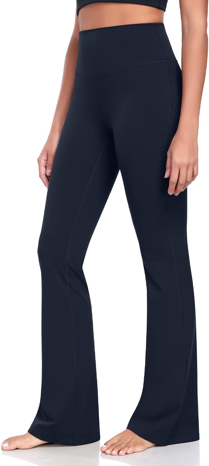 HeyNuts Mellow Flare Leggings 29"/30.5"/32.5"/34.5", High Waisted Tummy Control Wide Leg Bootcut Yoga Pants Lounge Soft