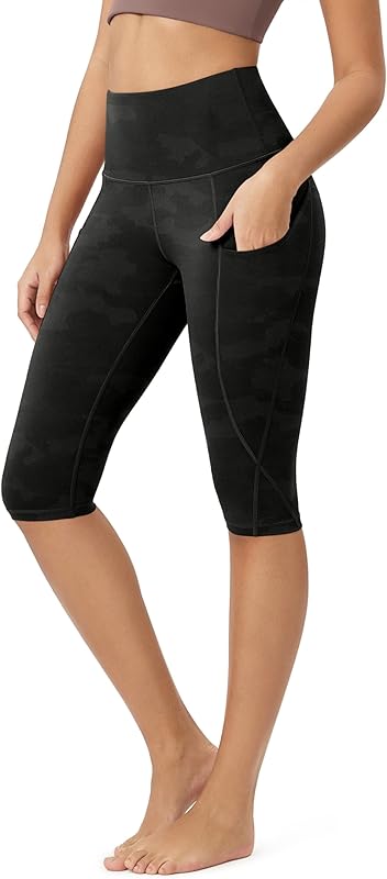 Women's High Waisted Yoga Capris with Pockets, Tummy Control Non See Through Workout Athletic Running Capri Leggings