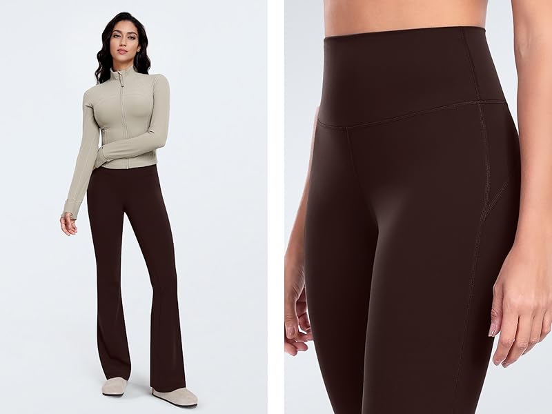 HeyNuts Mellow Flare Leggings 29"/30.5"/32.5"/34.5", High Waisted Tummy Control Wide Leg Bootcut Yoga Pants Lounge Soft