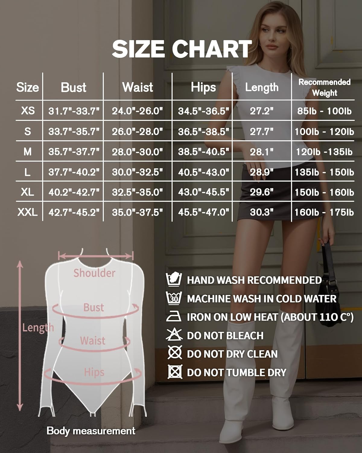 Women's Body Suits Cute Crew Neck Ruffle Sleeveless Slim Fit Bodysuit Tank Tops Tight Casual Sexy