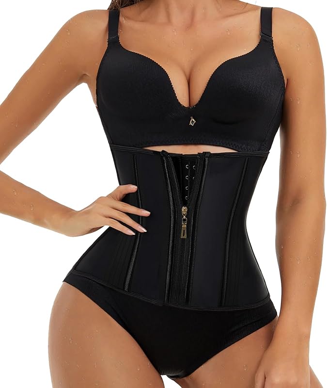 Waist Trainer for Women Latex Corset Shapewear Faja Body Shaper Hourglass Bodysuit, Tummy Control Sport Workout