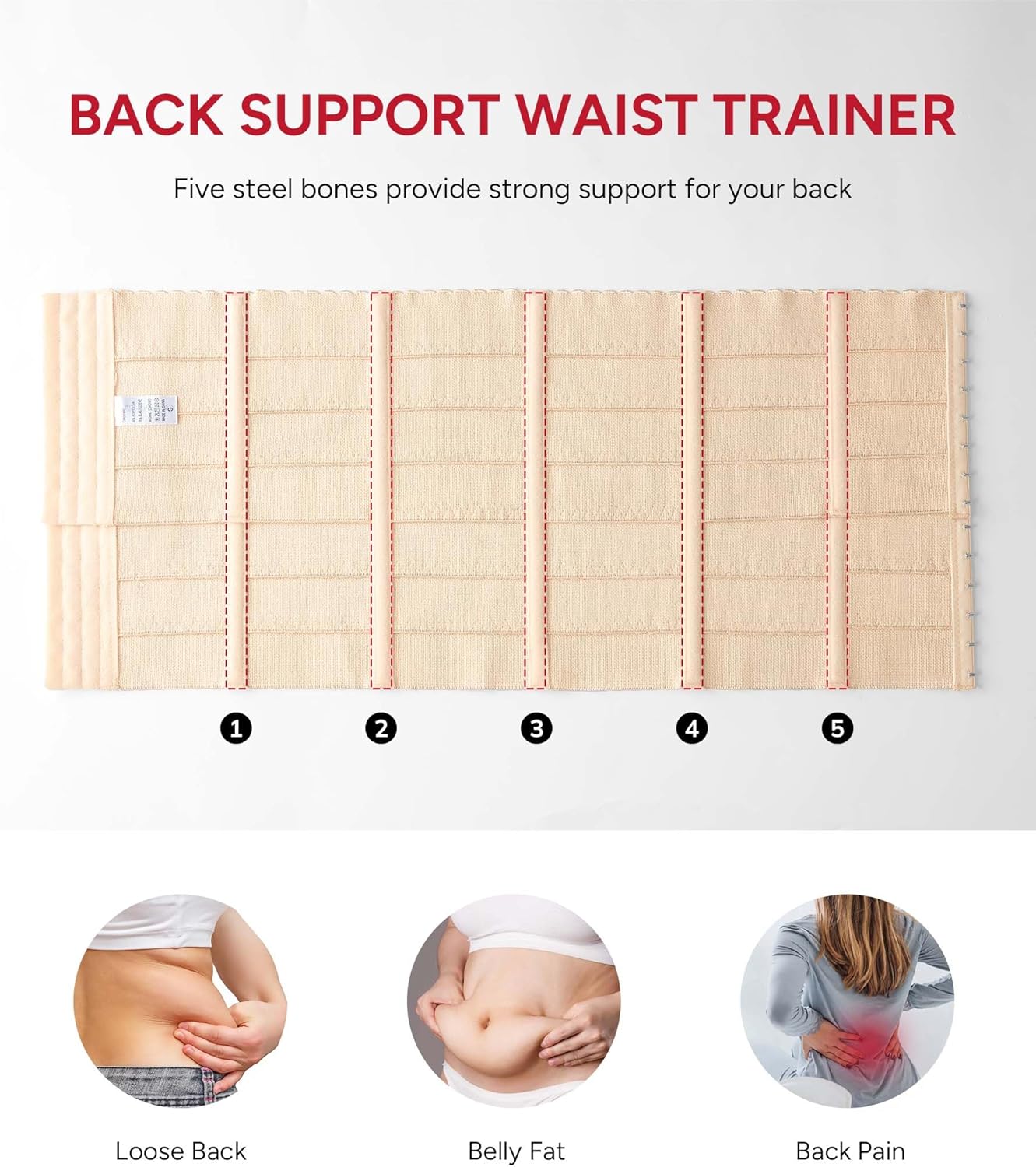 Waist Trainer for Women Corset Shapewear Tummy Control Segmented Waist Cincher Workout Girdle