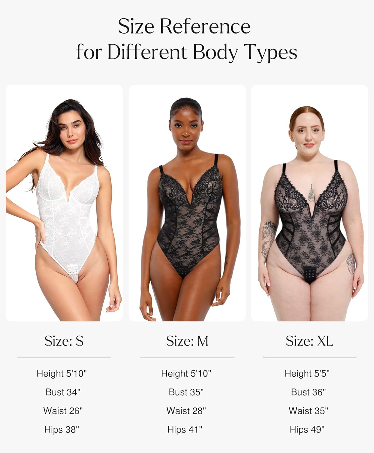 Popilush Lace Body Suits Women Tummy Control Shapewear Bodysuit Deep V Neck Backless Corset Tops Thong Body Shaper